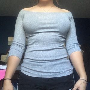 Grey off the shoulder shirt